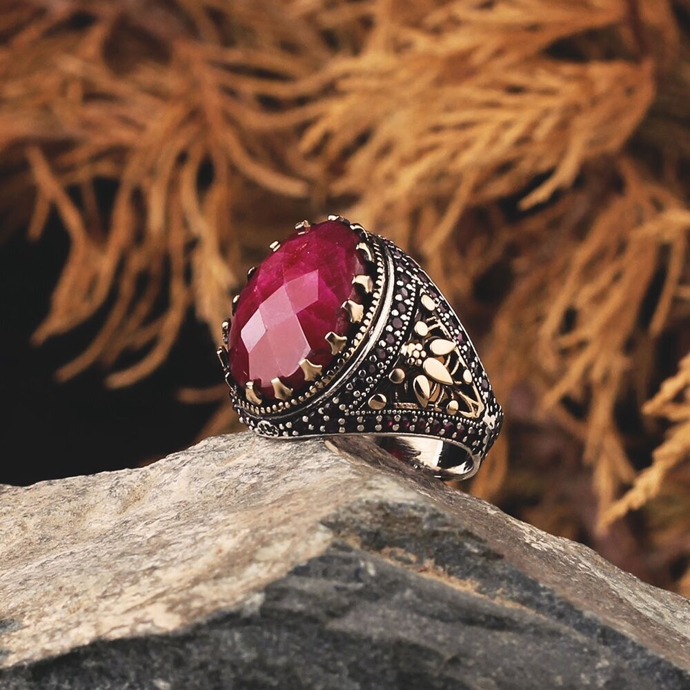 925 Silber Ring Rubinstein