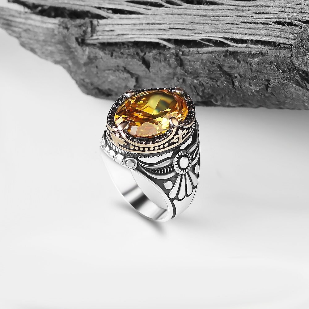 925 Silber Ring Zitrin