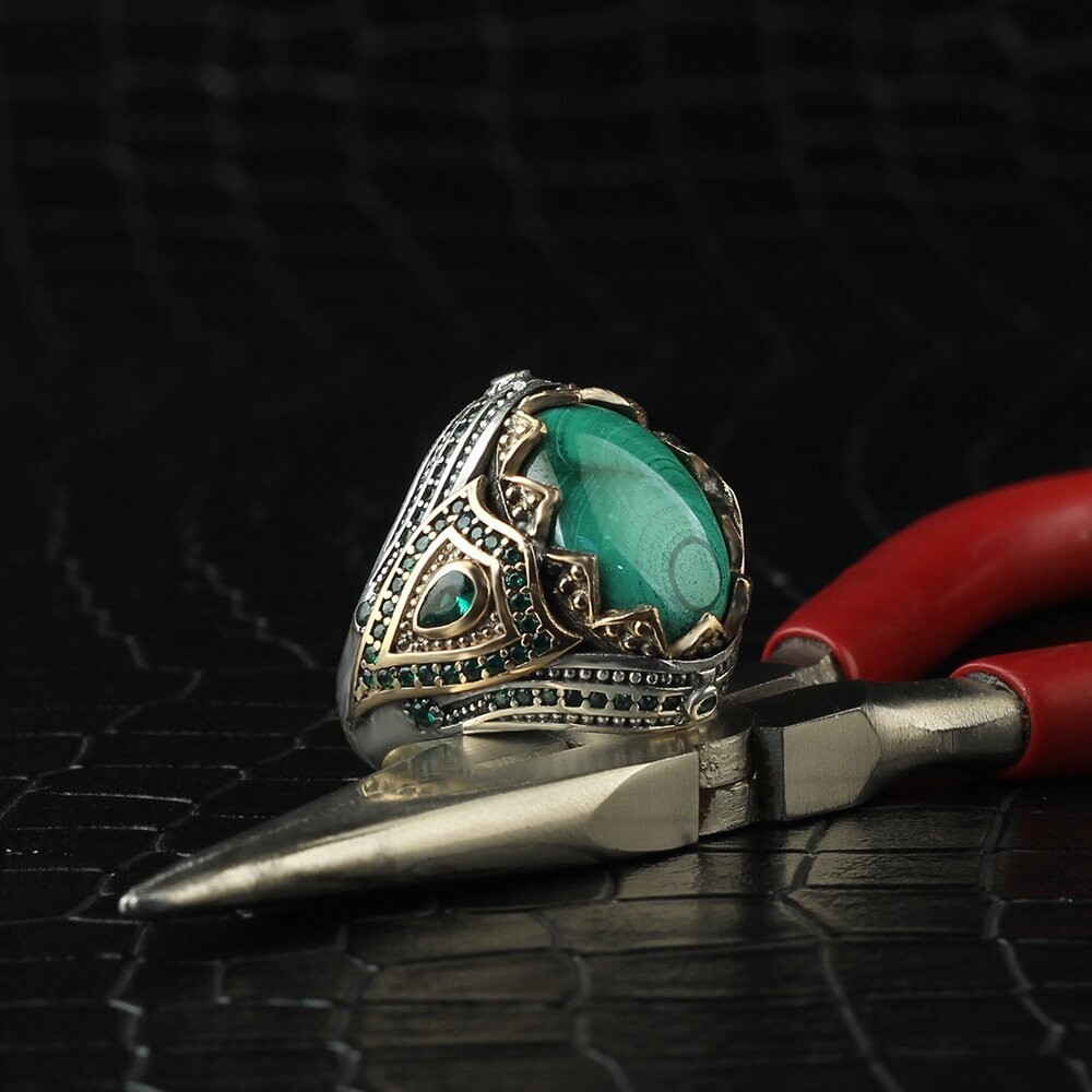 925 Silber Ring Malachit