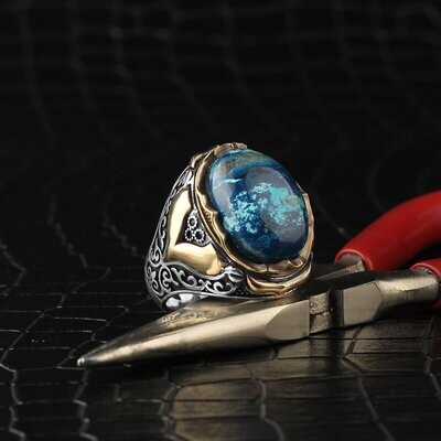 925 Silber Ring Azurit