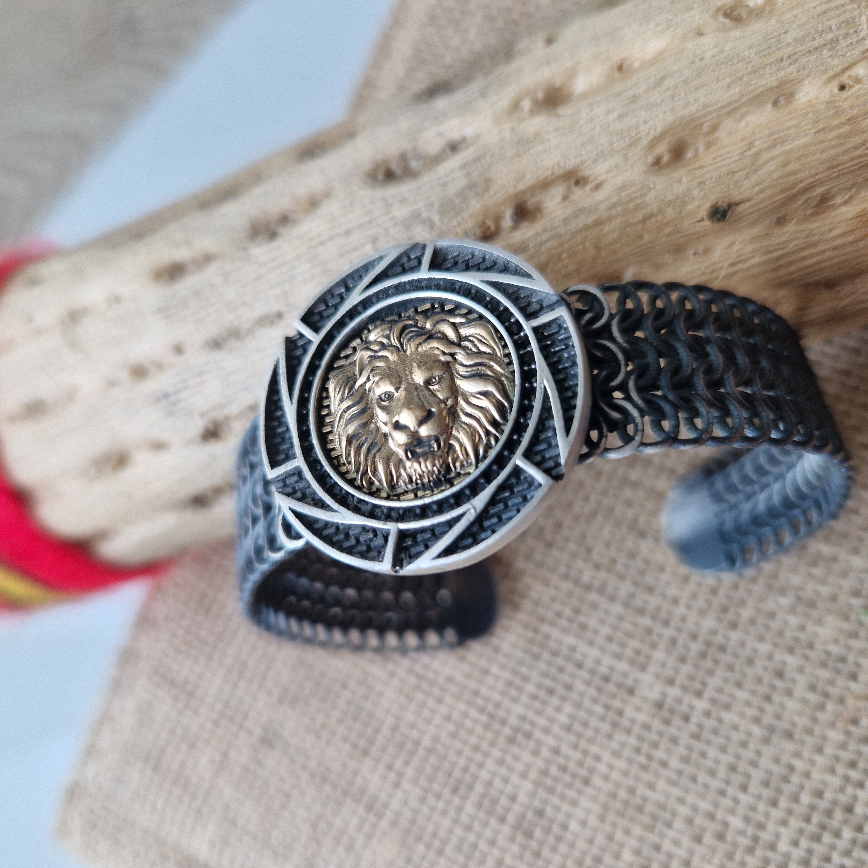 Free Size Löwe Geflochtenes Armband 925 Silber