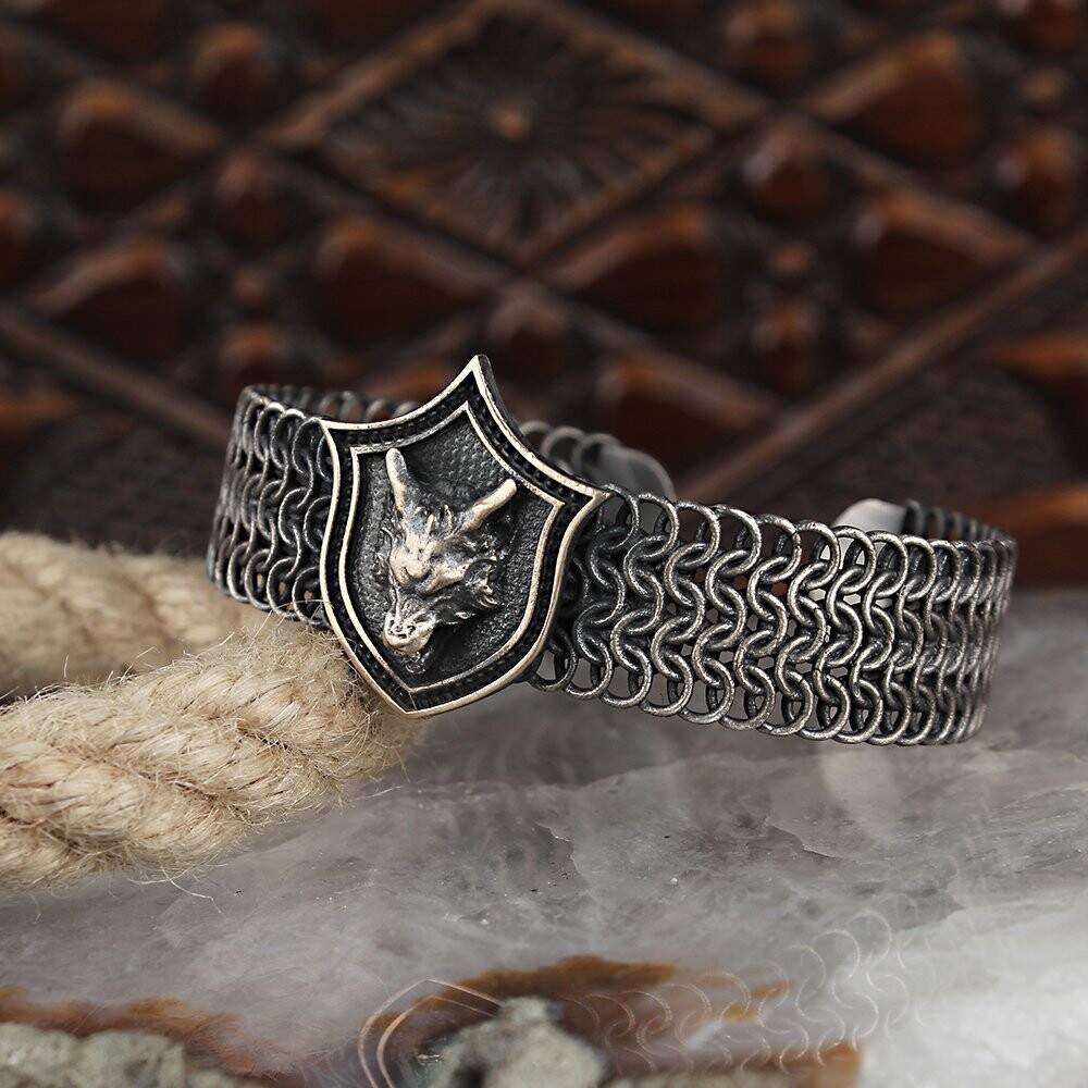 Free Size Wolf Geflochtenes Armband 925 Silber