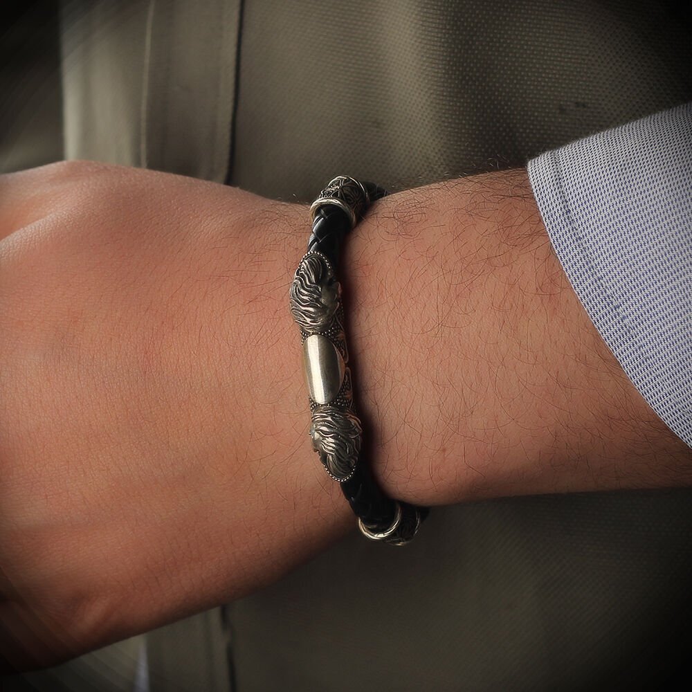 Leder Silber Armband