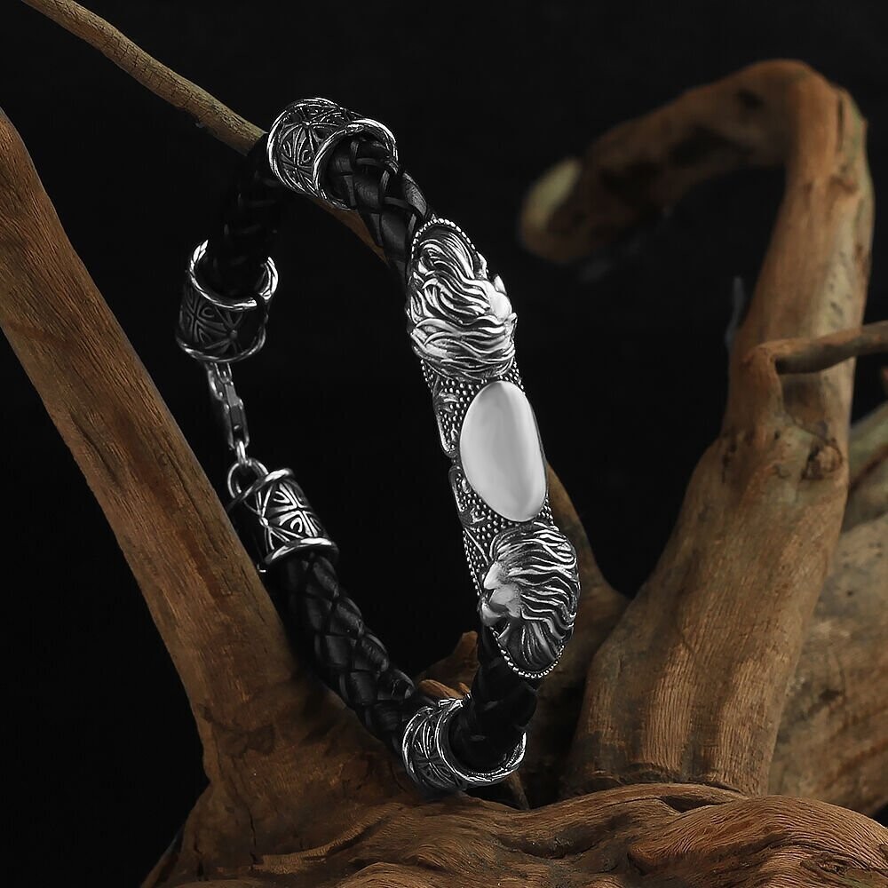 Leder Silber Armband