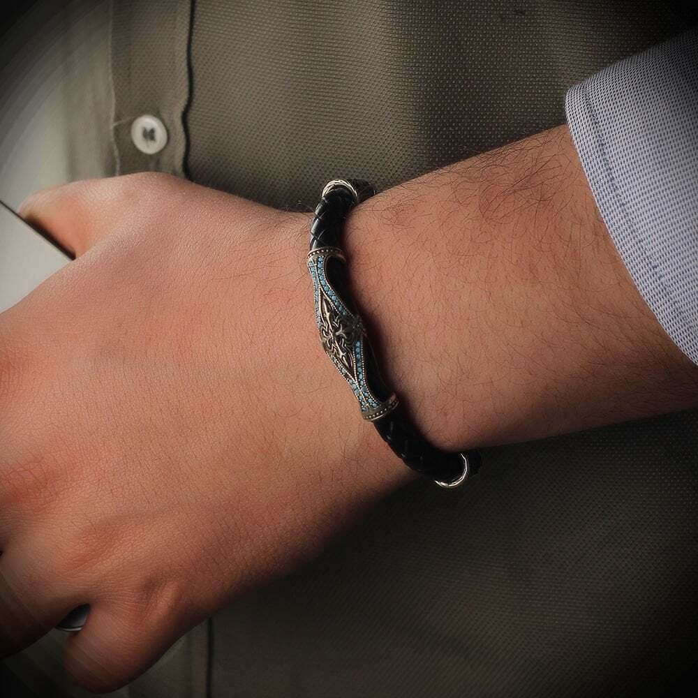 Leder Silber Armband