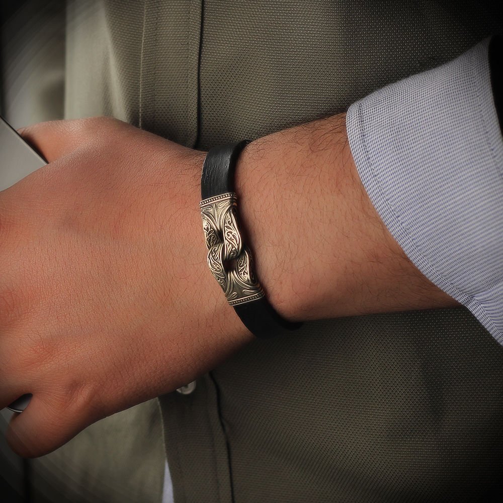 Leder Silber Armband