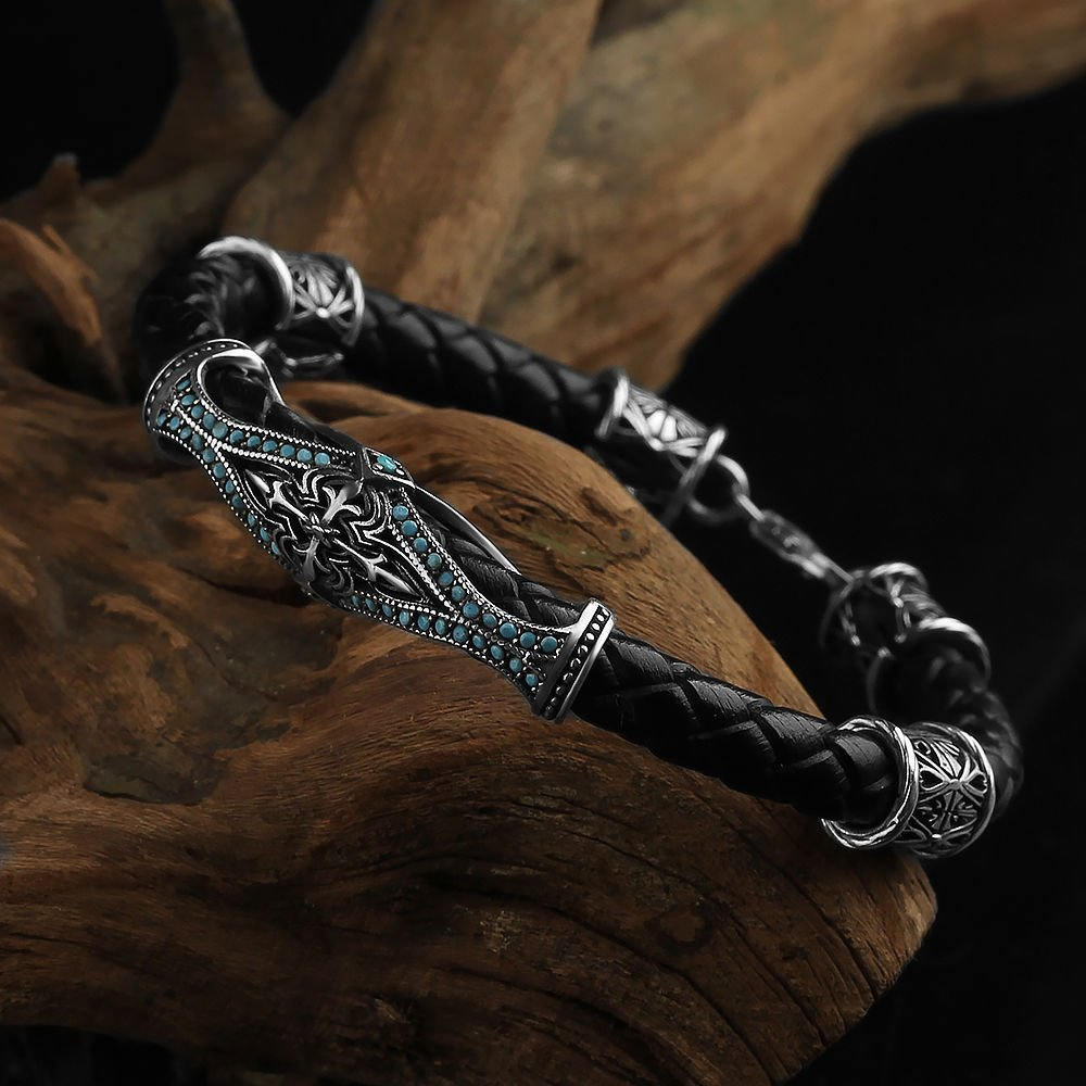 Leder Silber Armband