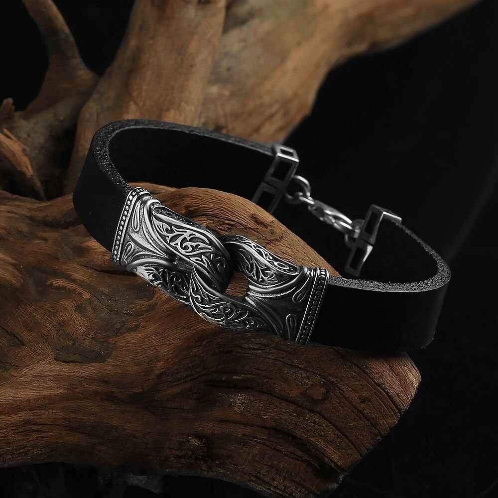 Leder Silber Armband