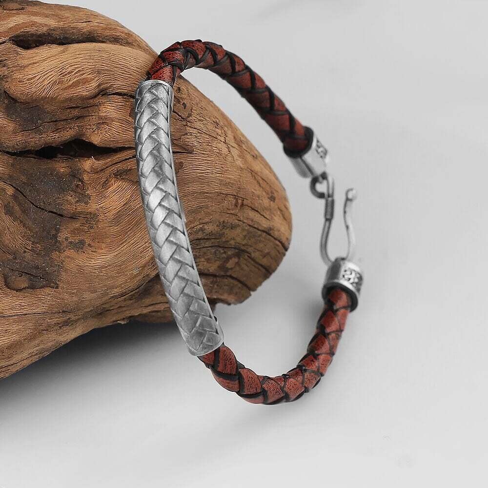 Leder Silber Armband