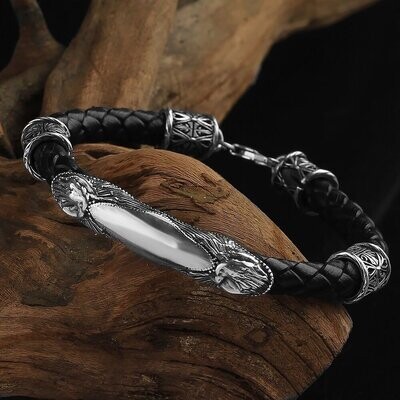 Leder Silber Armband