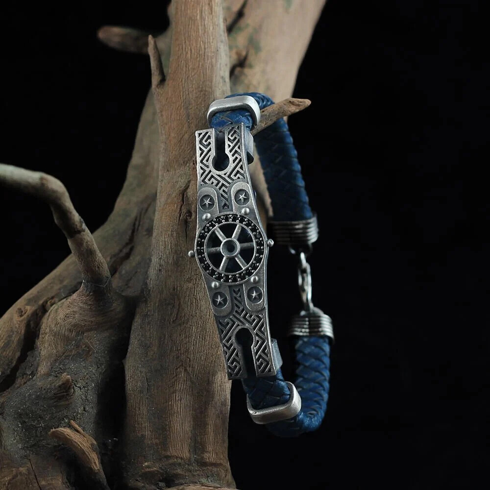Leder Silber Armband