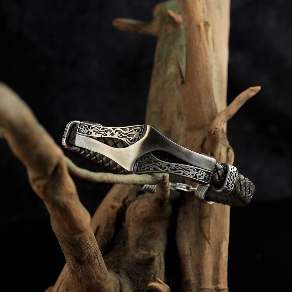 Leder Silber Armband