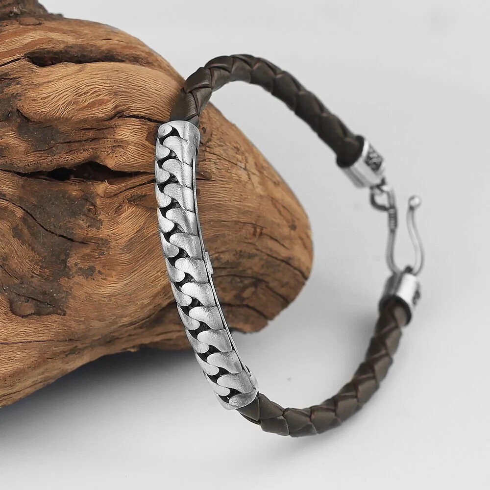Leder Silber Armband