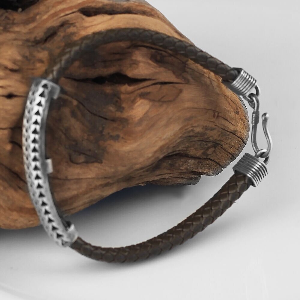 Leder Silber Armband
