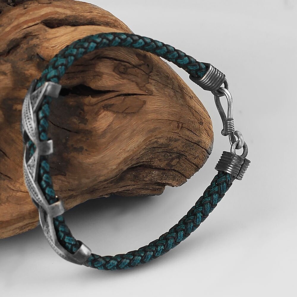 Leder Silber Armband