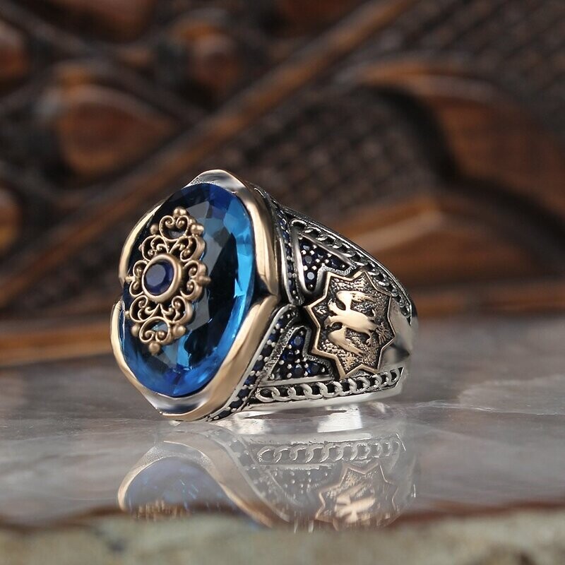 Men's ring in 925 sterling silver with tiger's eye stone Men's ring in 925 sterling silver with tiger's eye stone