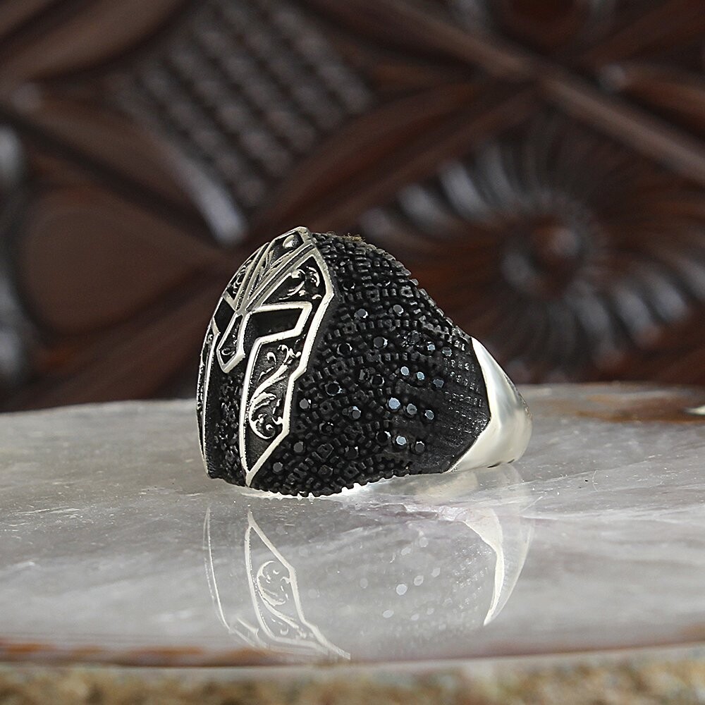 925 Silber Zirkon Krieger Helm  Ring