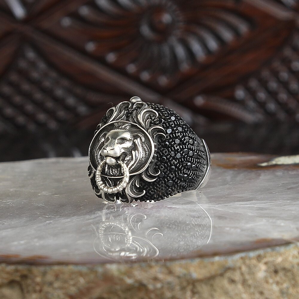 Löwe 925 Sterling Silber Ring, Ringgröße: 56/∅17,8/EU16/US7.6