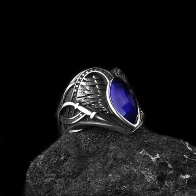 925 Silber blauer Zirkon Ring