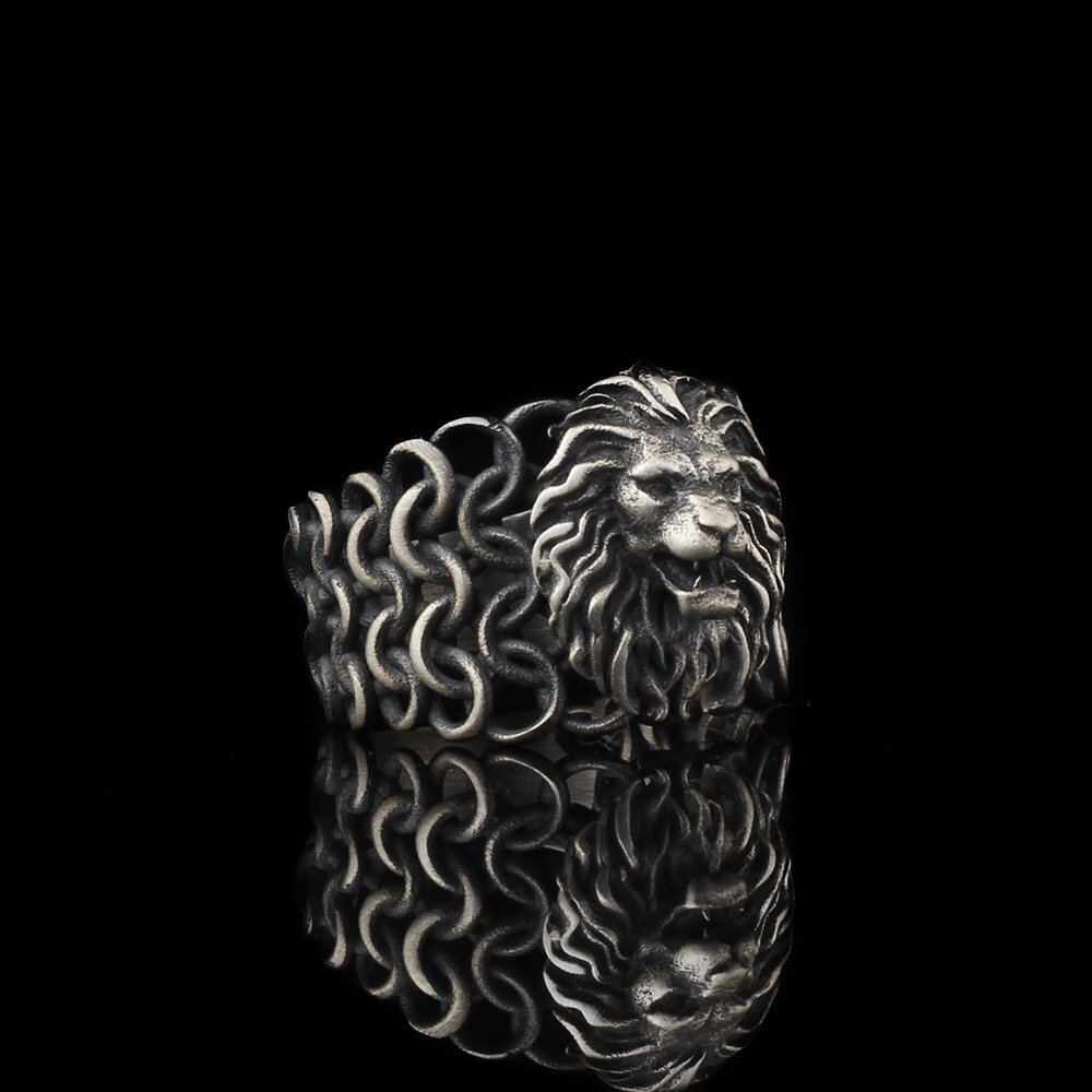 925 Silber Löwe Herrenring