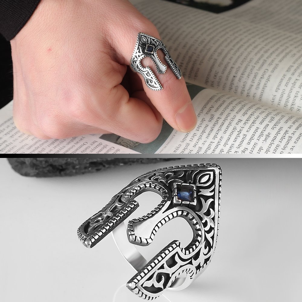 925 Silber Zirkon Krieger Helm  Ring