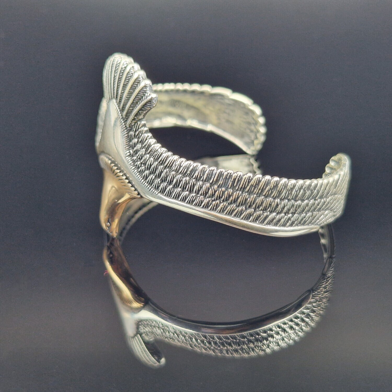 925 Silber Unisex Handgemachter Wildlife Adler Bangle Armreif