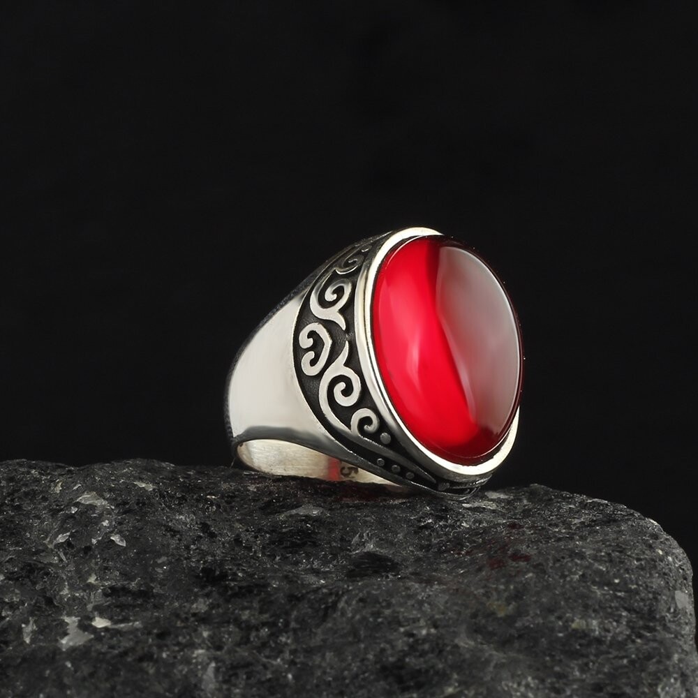 Men's ring in 925 sterling silver with tiger's eye stone