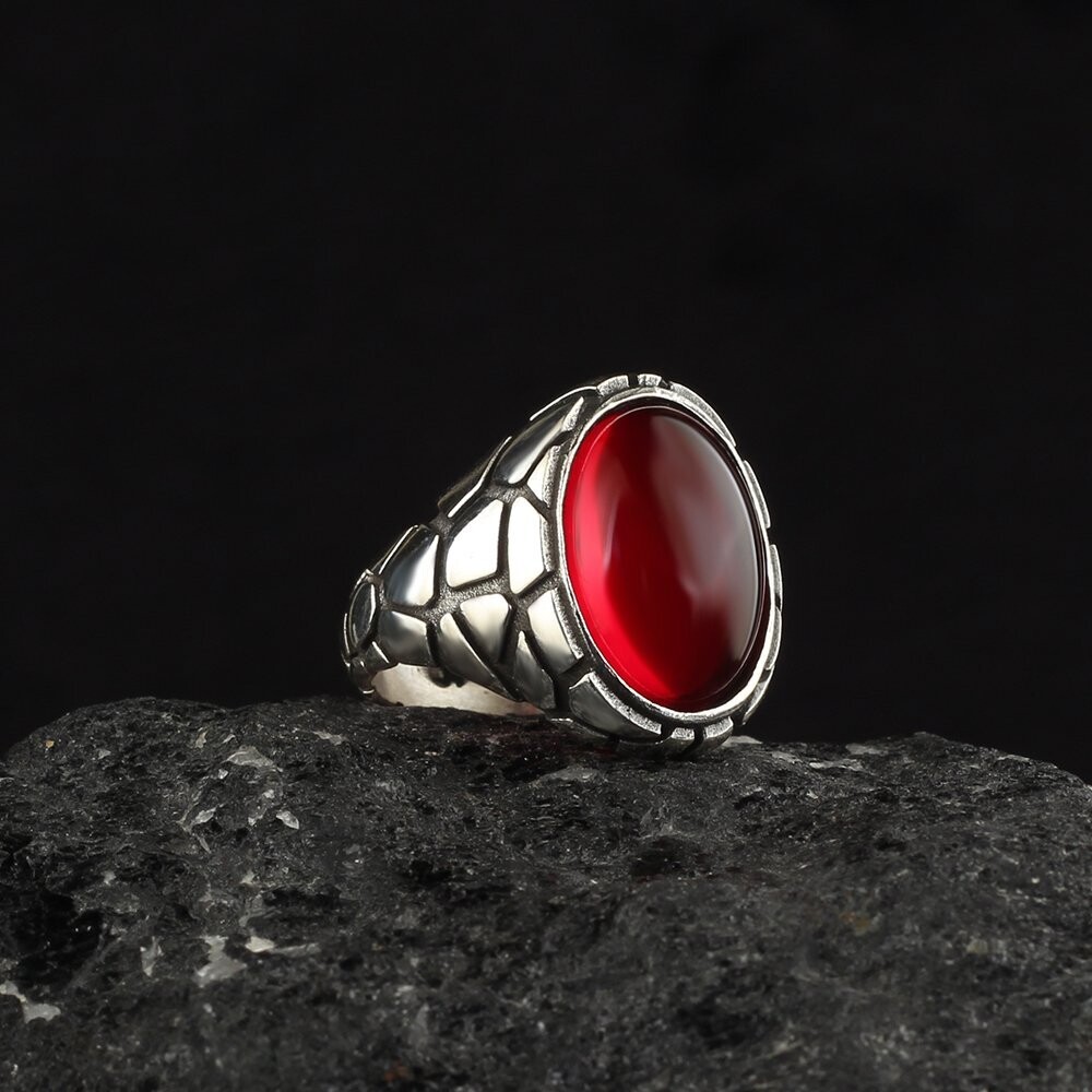 Herrenring aus 925er Sterlingsilber mit Tigeraugen-Stein