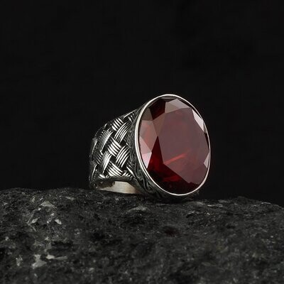 Herren Ring 925 Silber Zirkon