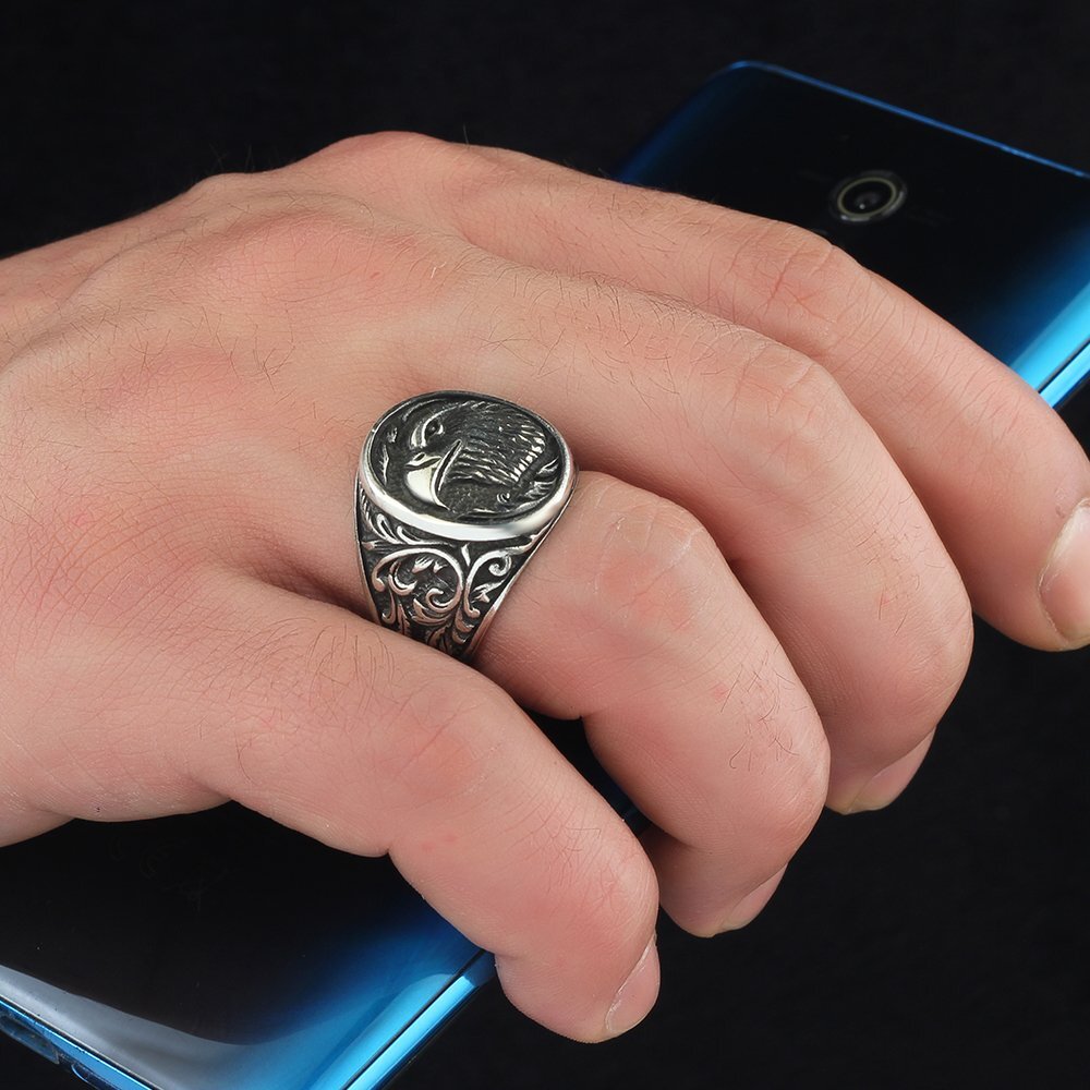 925 Silber Adler Herrenring