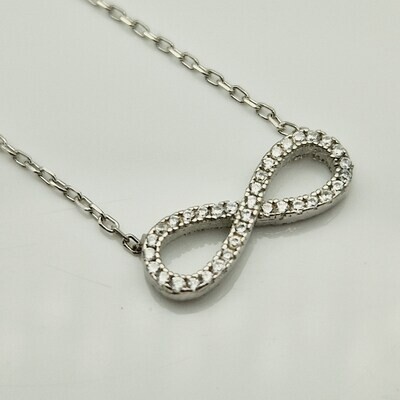 Silberschmuck Damen Halskette Infinity mit Zirkon