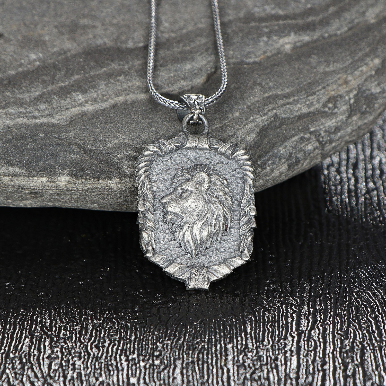 Handgemachter Löwe Halskette 925 Sterling Silber