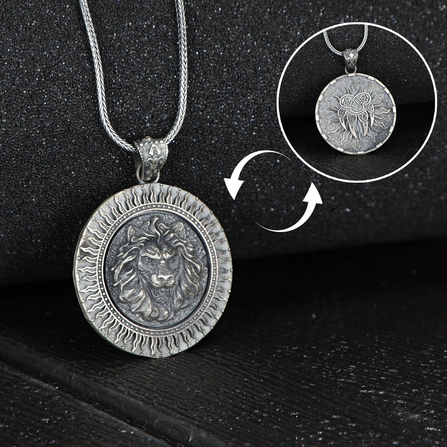 Handgemachter Löwe Halskette 925 Sterling Silber
