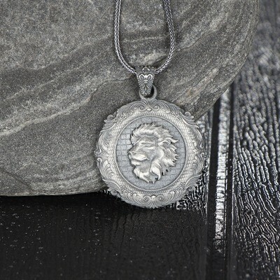 Handgemachter Löwe Halskette 925 Sterling Silber