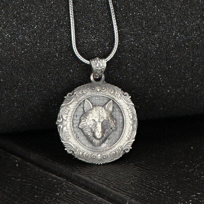 Wolf Halskette 925 Sterling Silber