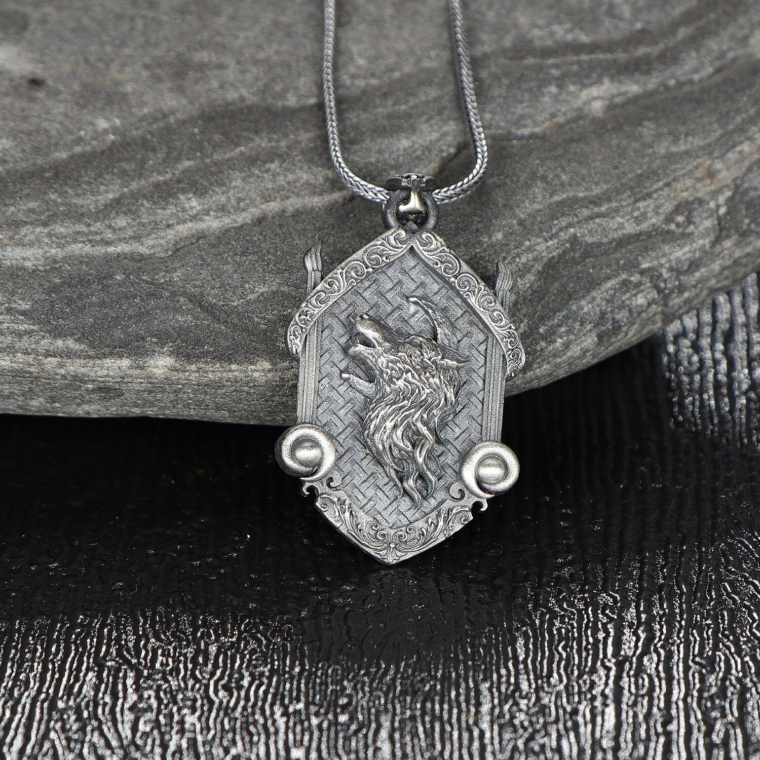 Wolf Halskette 925 Sterling Silber