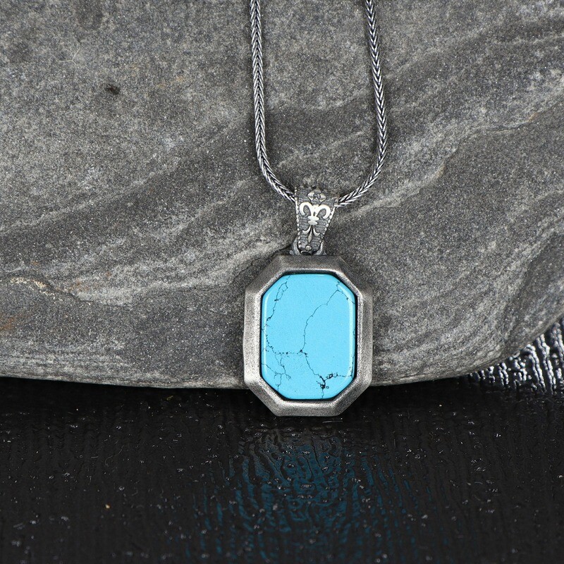 Gemstone necklace 925 sterling silver with turquoise stone Gemstone necklace 925 sterling silver with turquoise stone