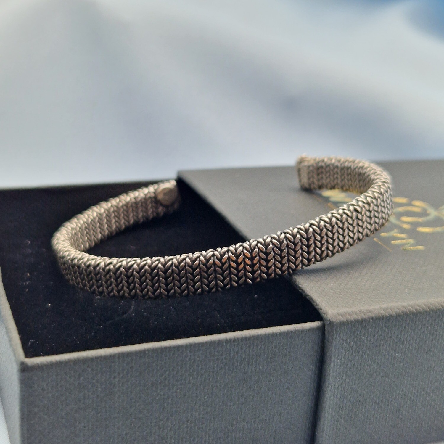 925 Silber Massiv Unisex Handgemachter Armreif Bangle Armband