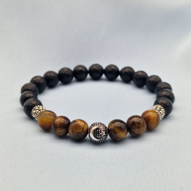 Silver star and crescent natural stone bracelet Silver star and crescent natural stone bracelet