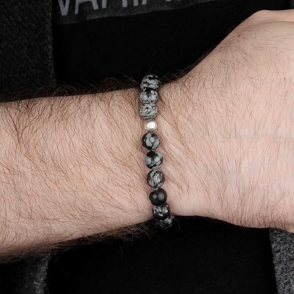 Obsidian-Naturstein-Perlenarmband