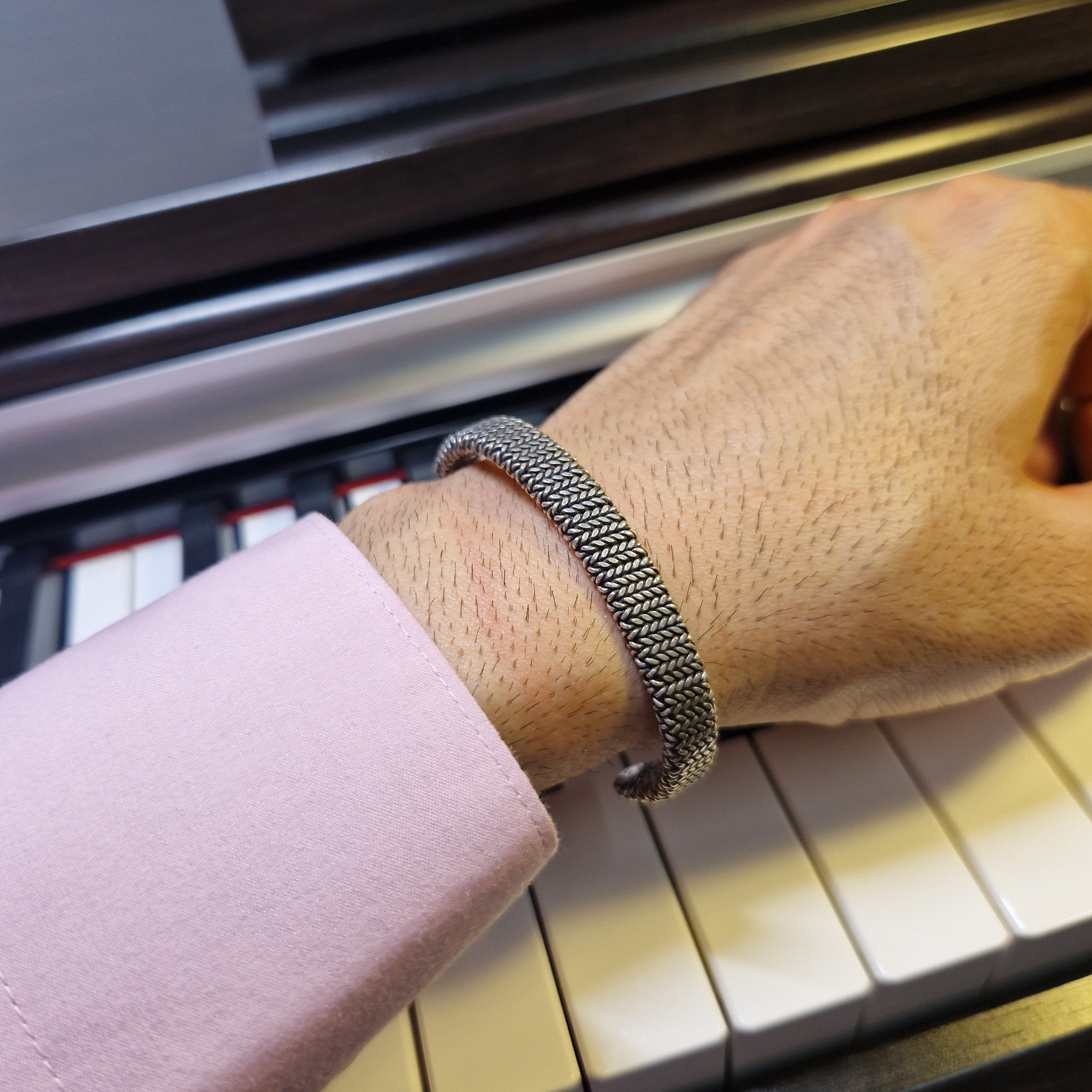 925 Silber Massiv Unisex Handgemachter Armreif Bangle Armband