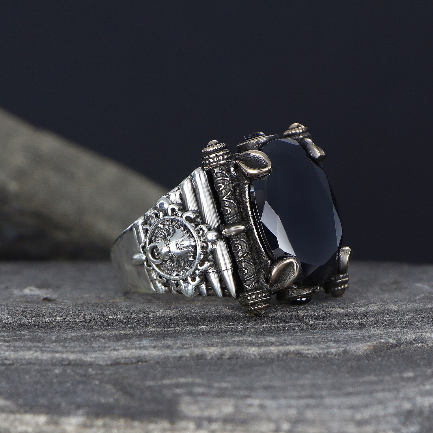 Herren Ring 925 Silber Zirkon