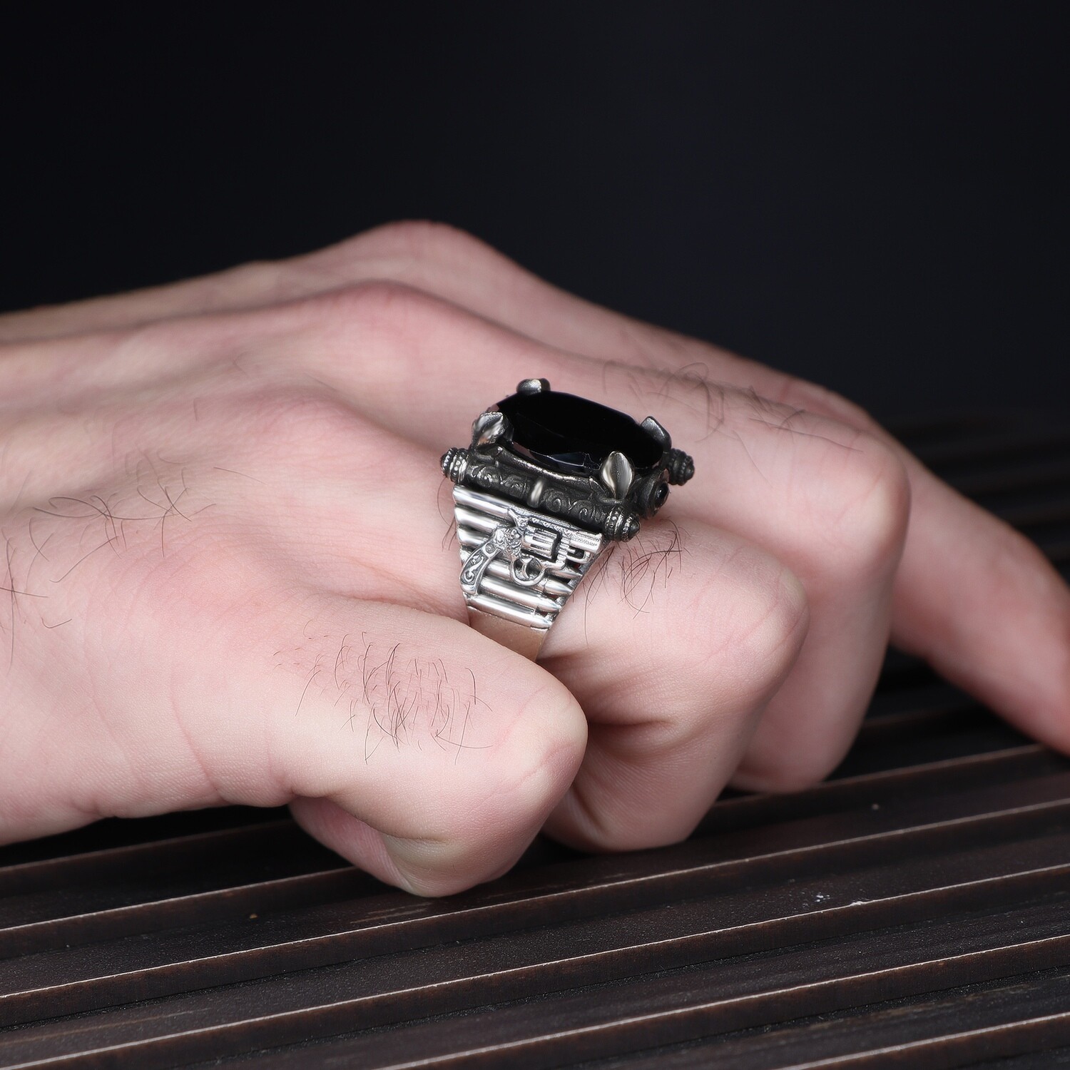 Herren Ring 925 Silber Zirkon