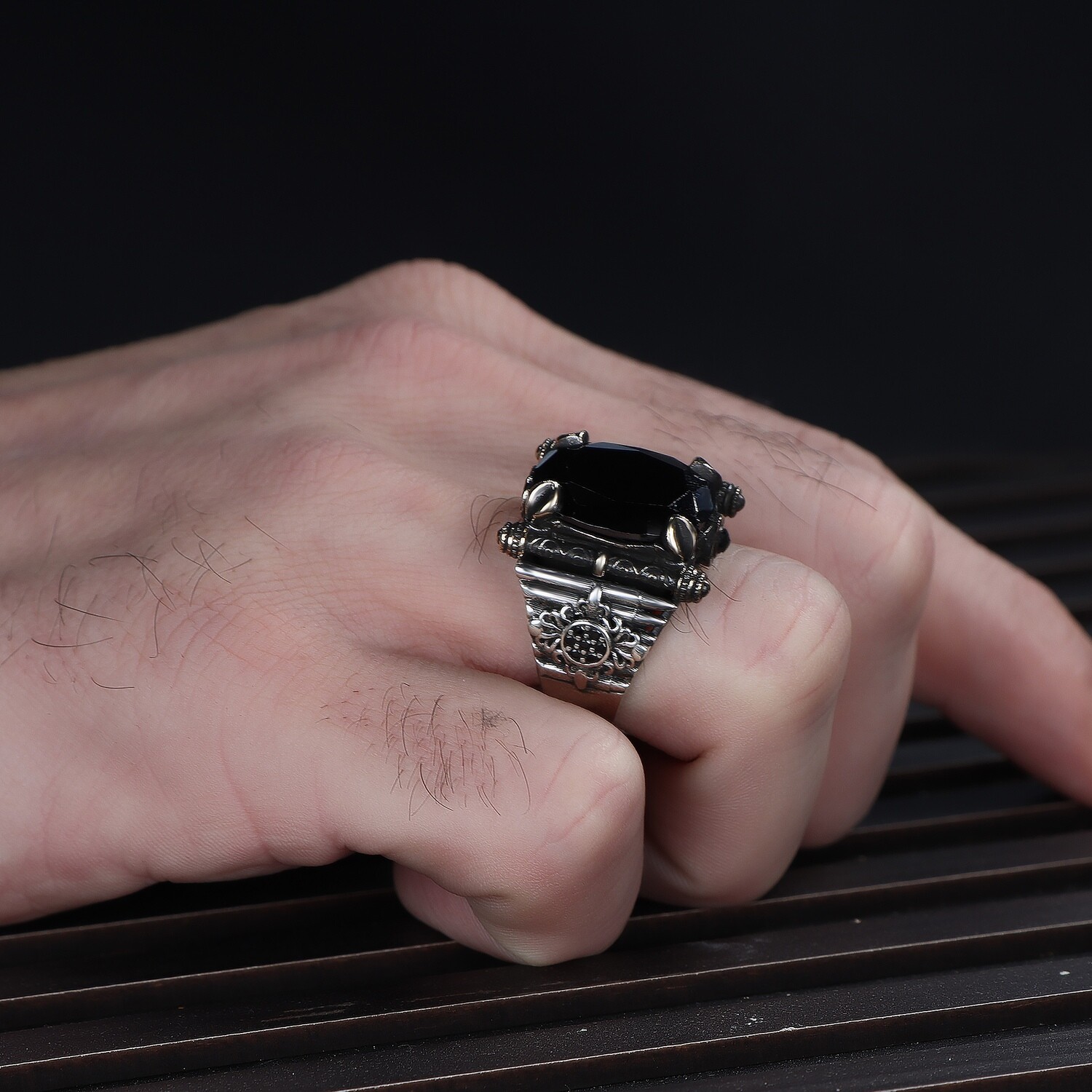 Herren Ring 925 Silber Zirkon