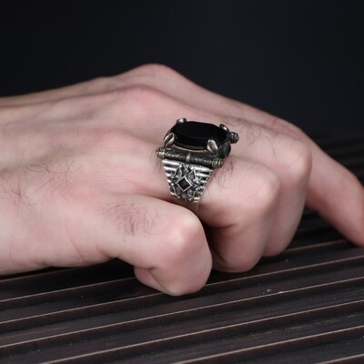 Herren Ring 925 Silber Zirkon