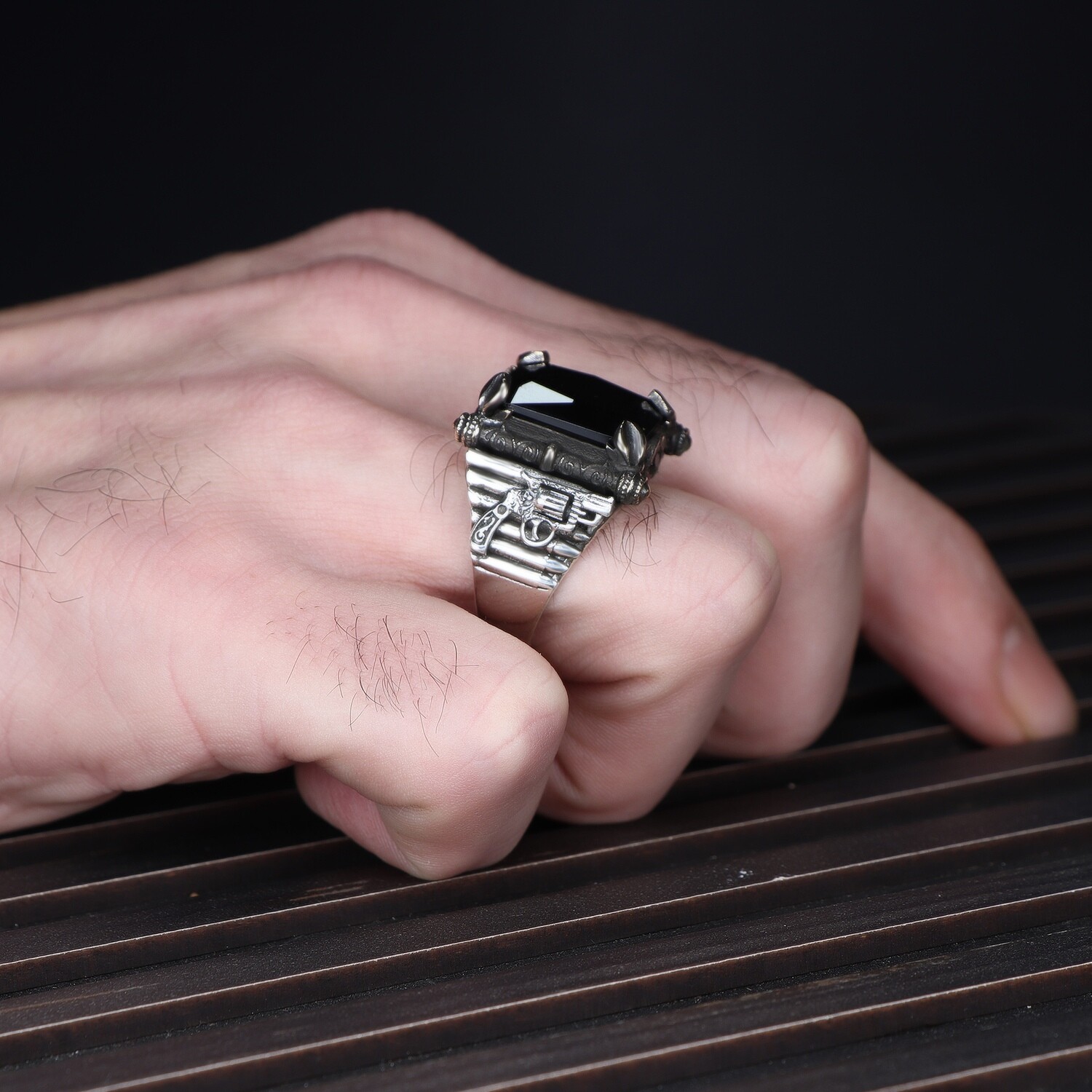 Herren Ring 925 Silber Zirkon