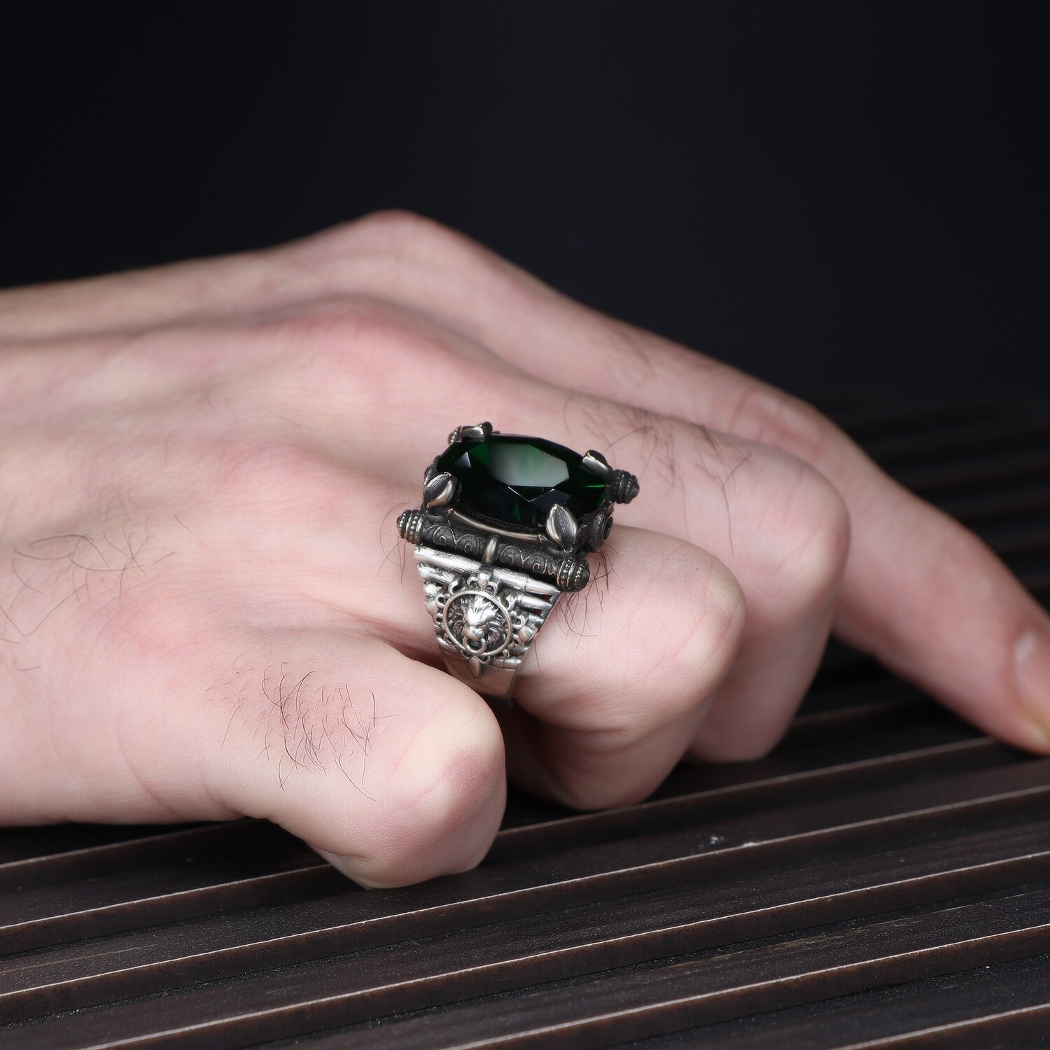 Herren Ring 925 Silber Zirkon