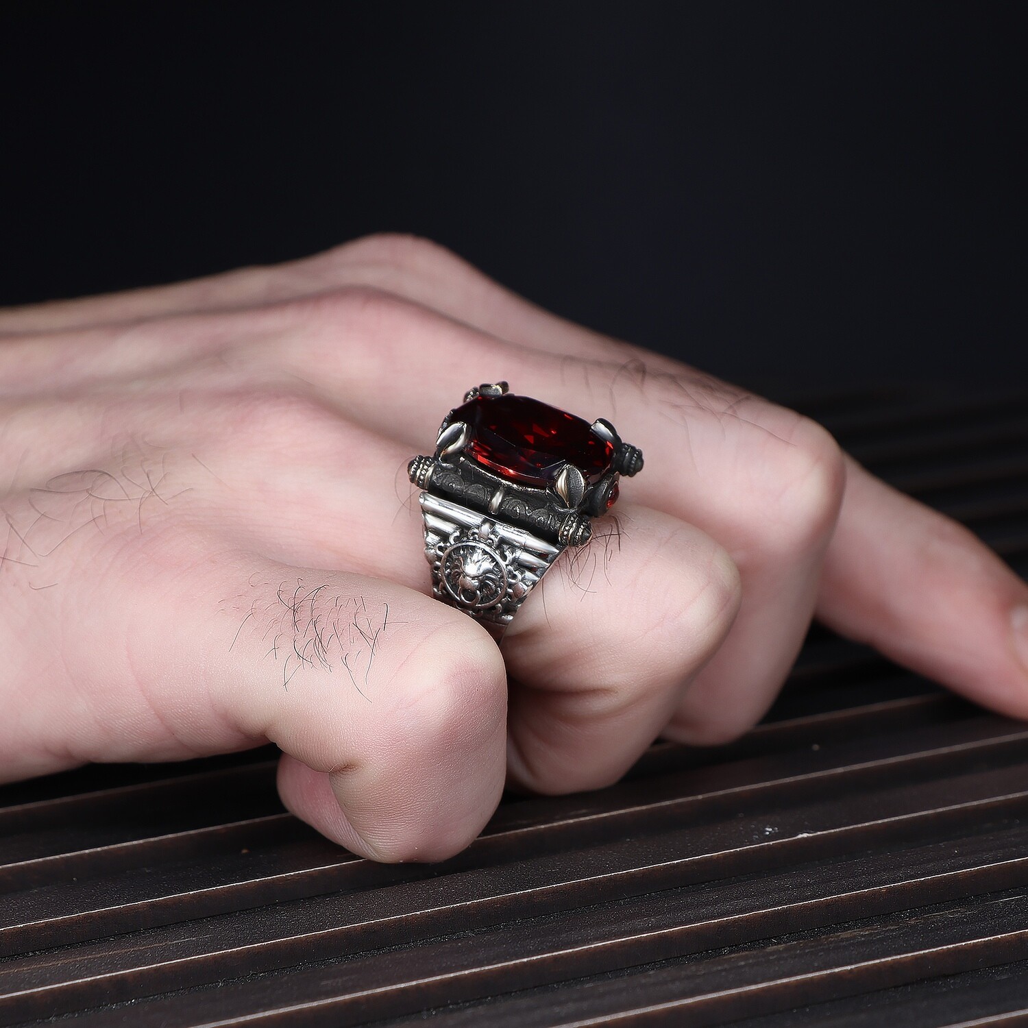Herren Ring 925 Silber Zirkon