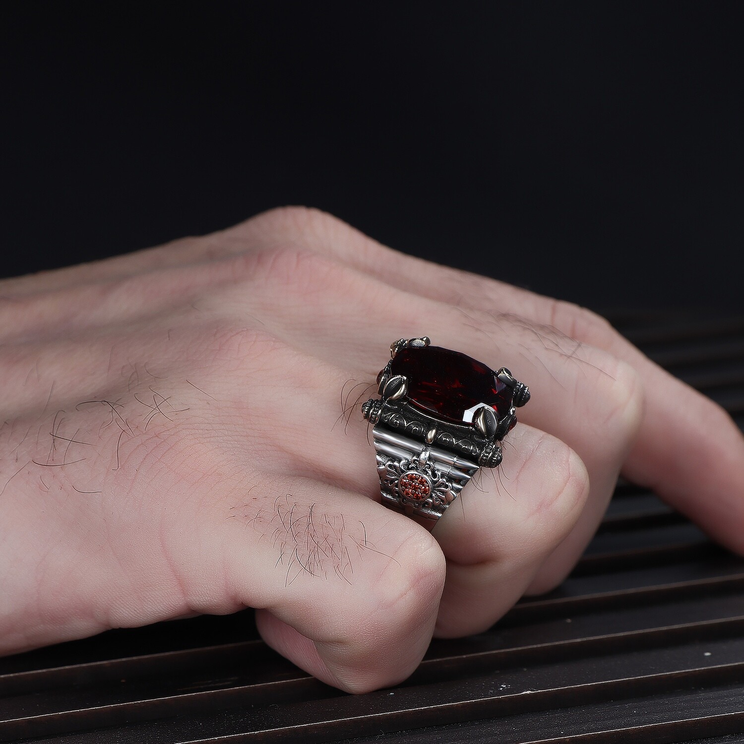 Herren Ring 925 Silber Zirkon