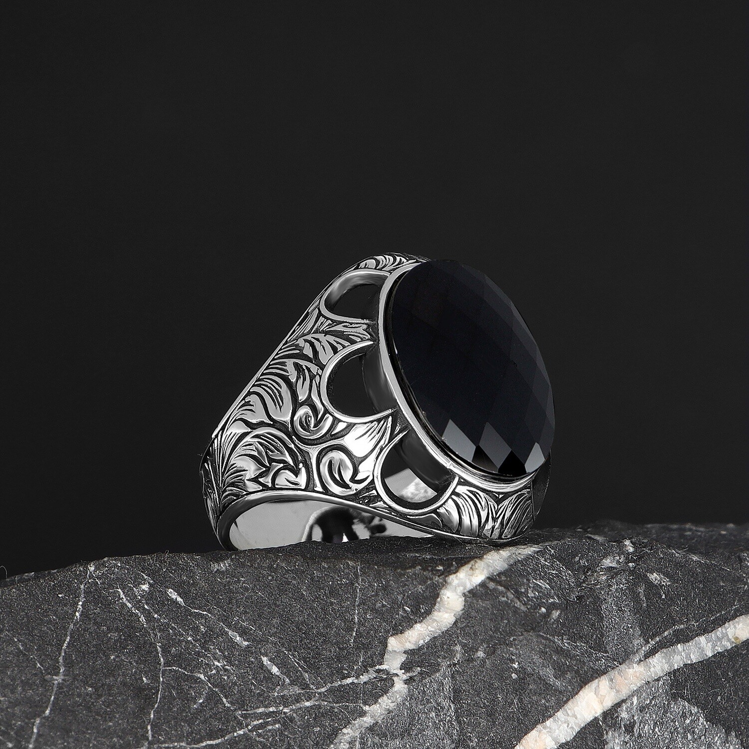 Herren Ring 925 Silber Zirkon